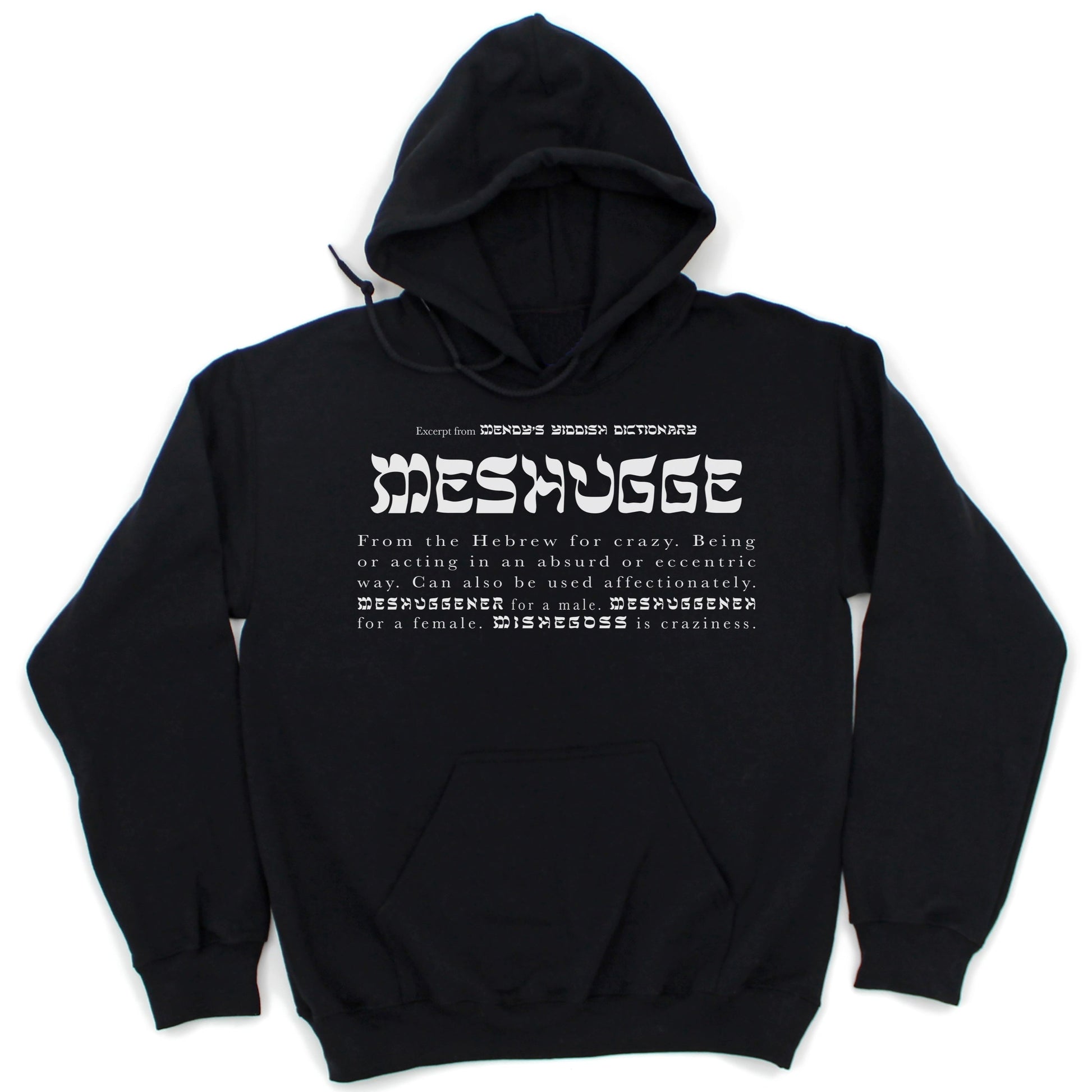 Black Meshugge definition hoodie