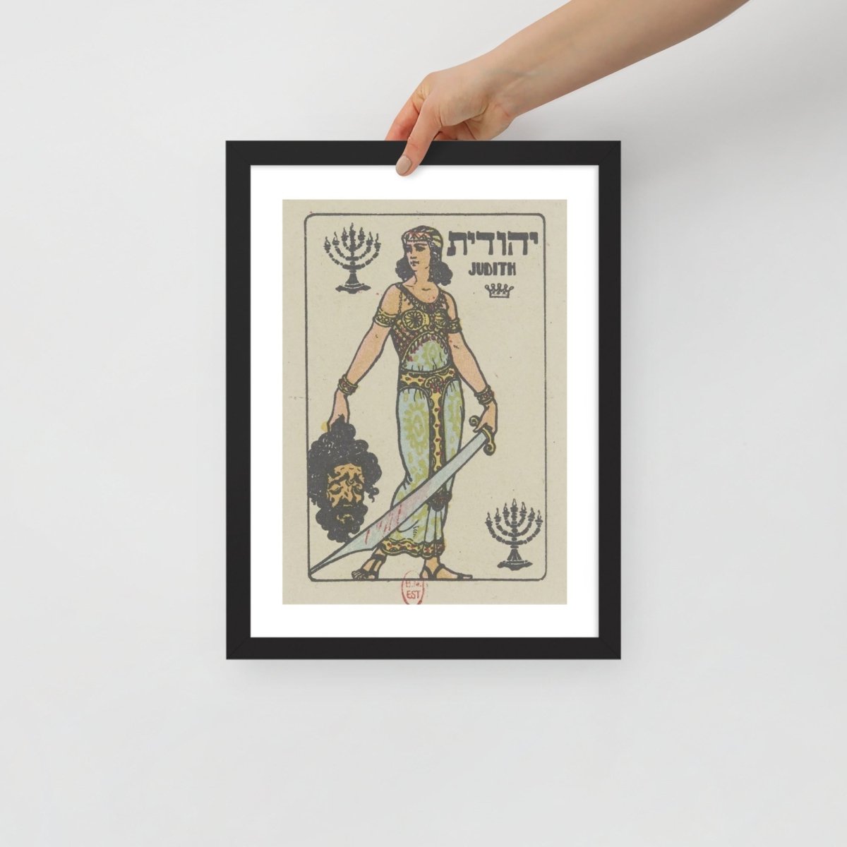 Hand holding judith poster framed artwork 12x16