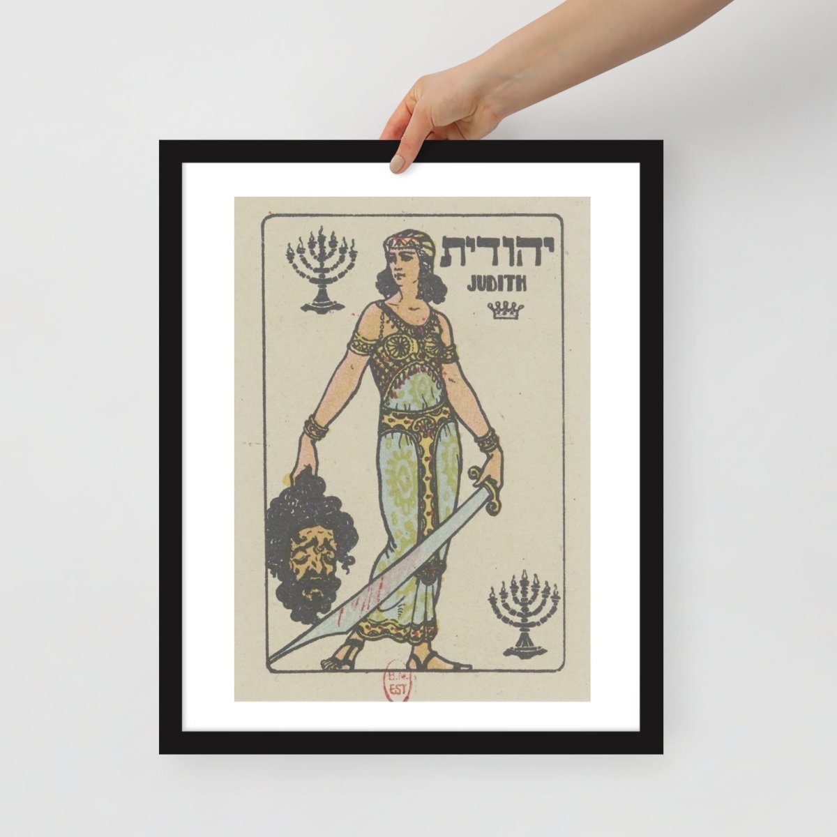 Hand holding judith poster framed artwork 16x20