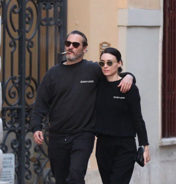 Joaquin and Rooney Wearing a Meshugge Sweatshirt in Black