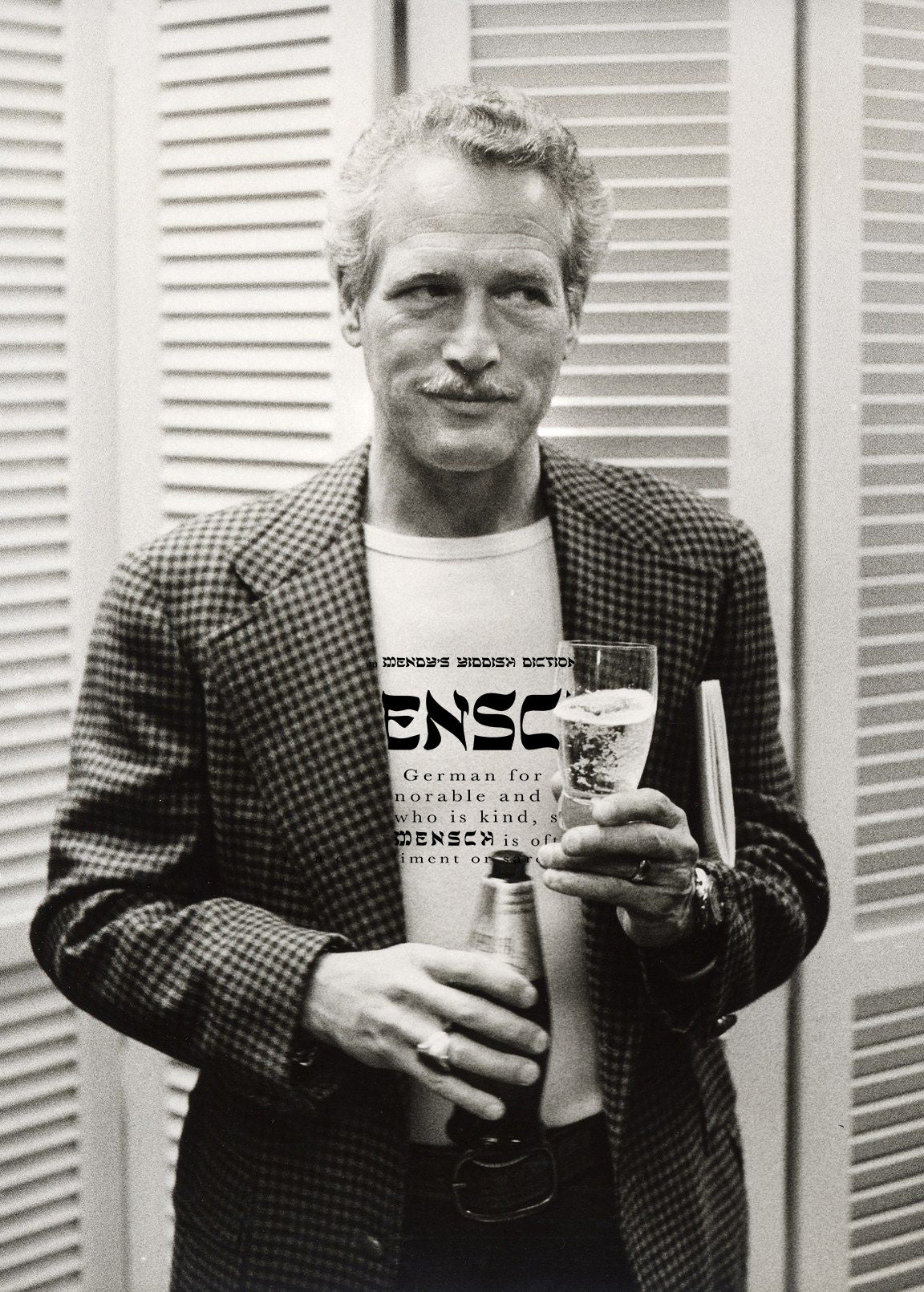 Paul wearing a White Mensch Definition Sweatshirt by Meshugge