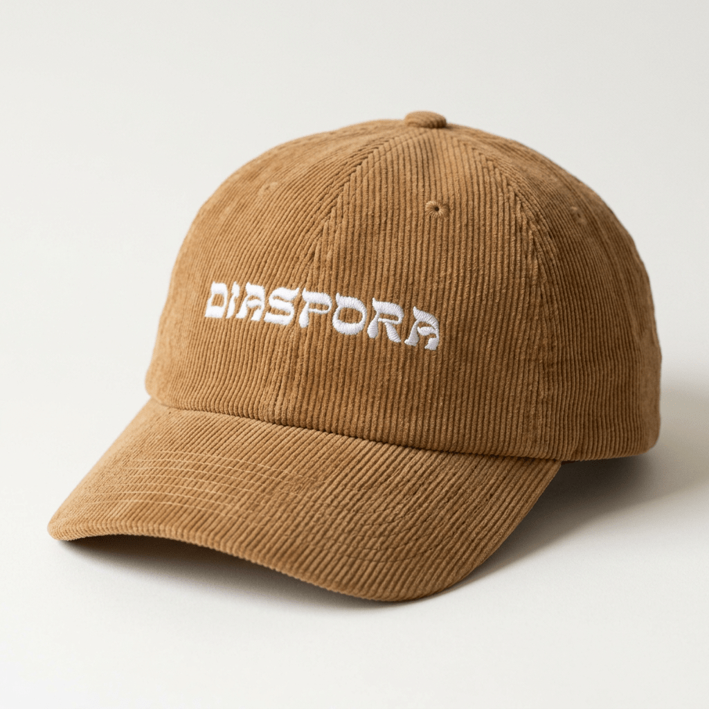 'Diaspora' Corduroy Hat Brown Left Side - Hats - Meshugge