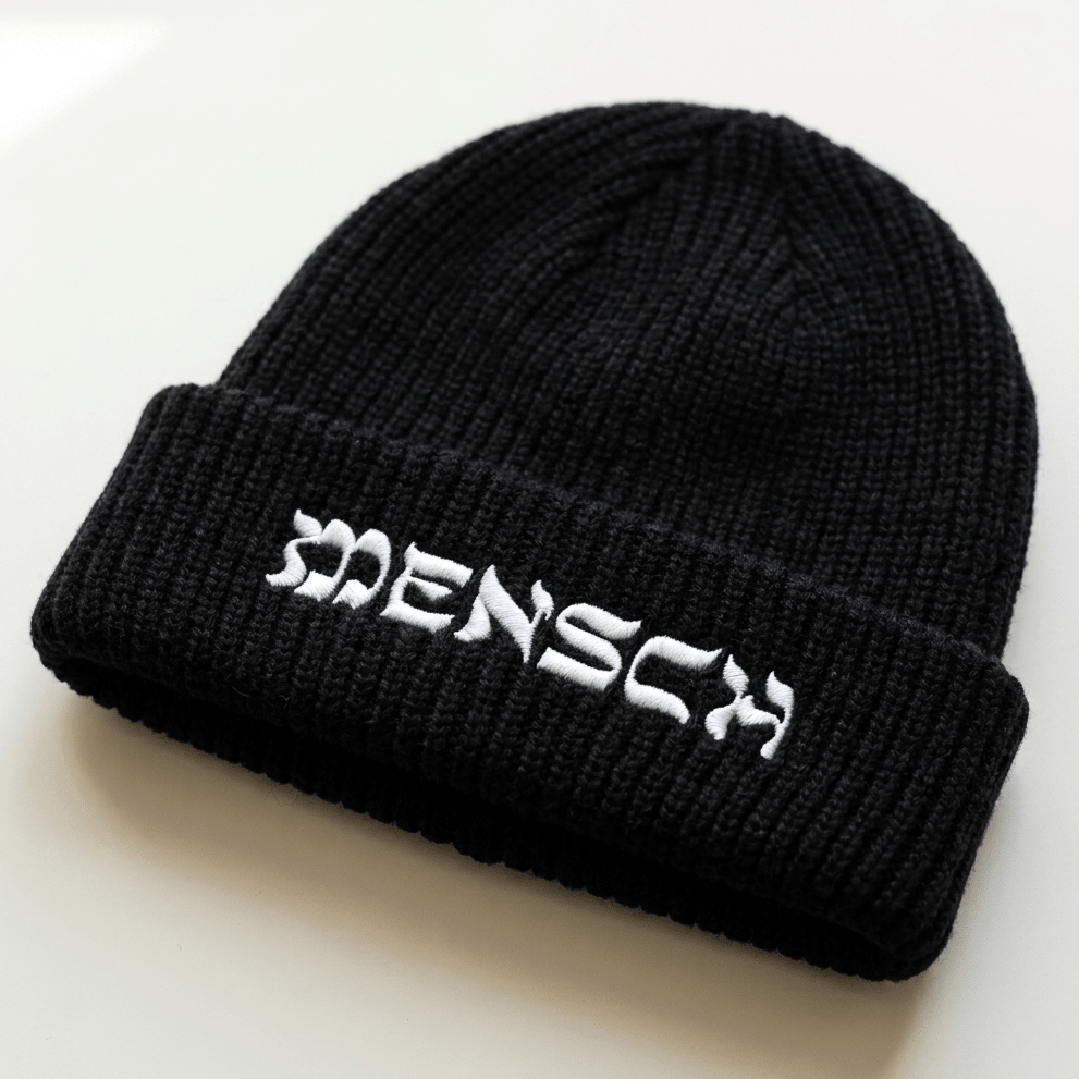 'Mensch' Black Beanie - Hats - Meshugge