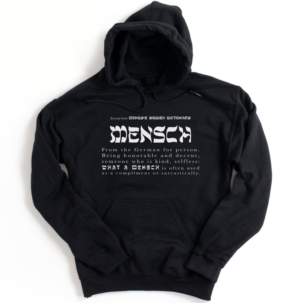 'Mensch' Black Hoodie (definition) - Hoodies - Meshugge