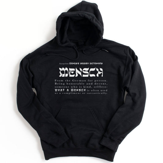 'Mensch' Black Hoodie (definition) - Hoodies - Meshugge