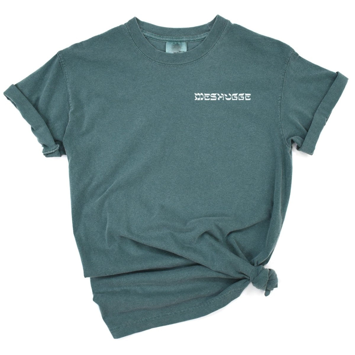 Picture of meshugge tshirt in bottle green