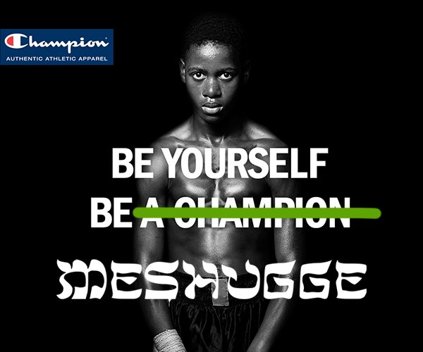 poster for the Meshugge Champion sweatshirt collaboration